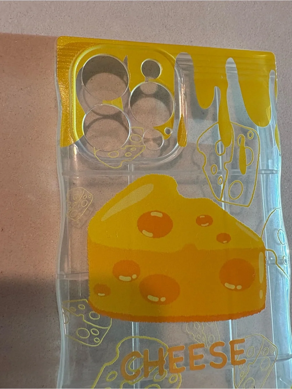 Clear iPhone 13 Pro Max Case with Yellow Cheese Graphic